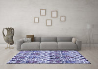 Machine Washable Abstract Blue Modern Rug, wshabs345blu