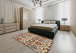 Abstract Red Brown Modern Rug in a Bedroom, abs345