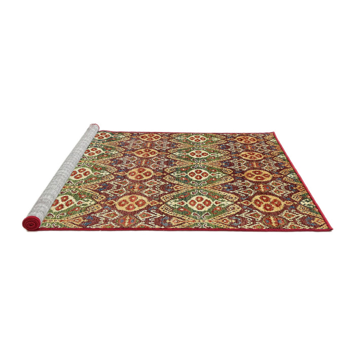 Sideview of Machine Washable Abstract Tomato Red Rug, wshabs346