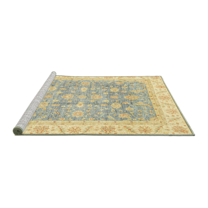 Sideview of Machine Washable Abstract Brown Green Rug, wshabs3460