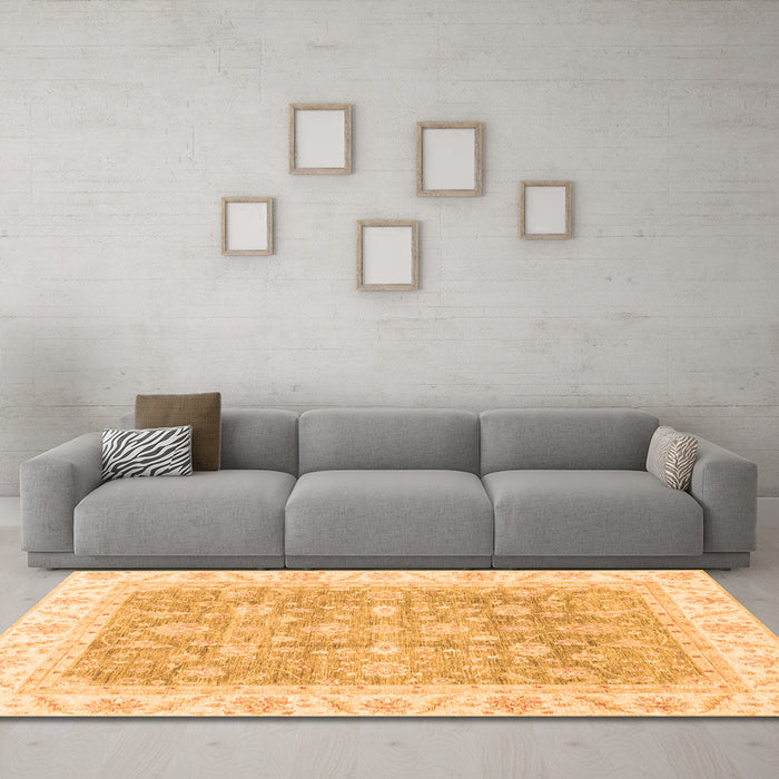 Machine Washable Oriental Orange Traditional Area Rugs in a Living Room, wshabs3460org