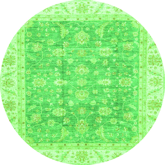 Round Machine Washable Oriental Green Traditional Area Rugs, wshabs3460grn