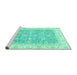 Sideview of Machine Washable Oriental Turquoise Traditional Area Rugs, wshabs3460turq