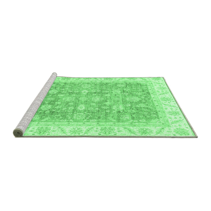 Sideview of Machine Washable Oriental Emerald Green Traditional Area Rugs, wshabs3460emgrn