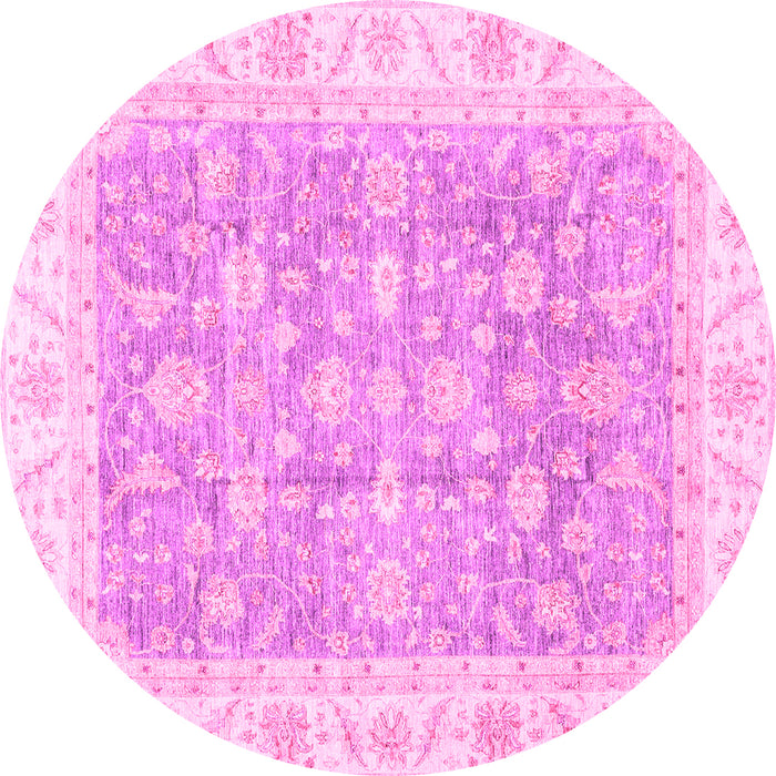 Round Machine Washable Oriental Pink Traditional Rug, wshabs3460pnk