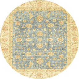 Round Machine Washable Abstract Brown Green Rug, wshabs3460