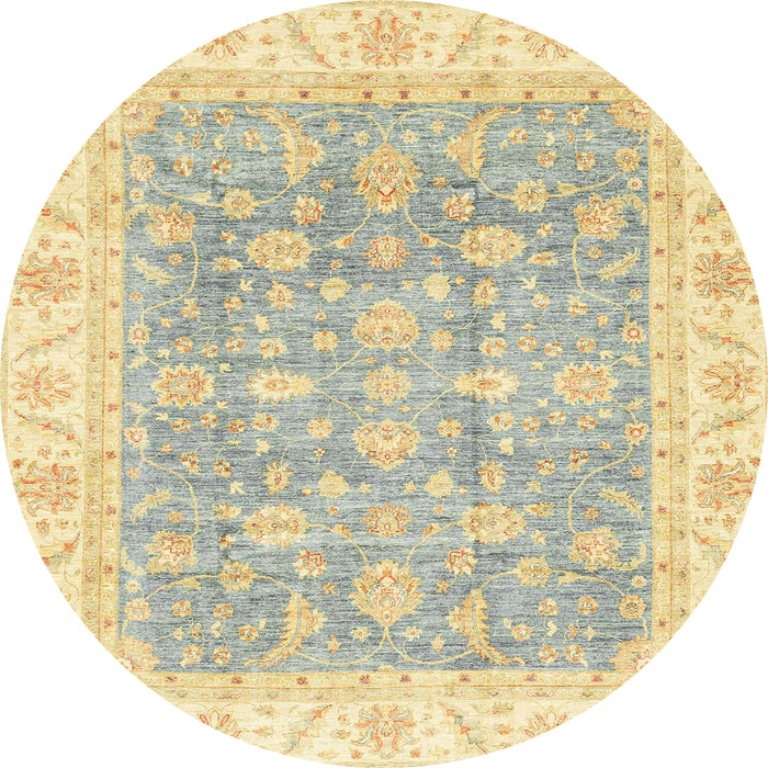 Round Machine Washable Abstract Brown Green Rug, wshabs3460