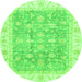 Round Oriental Green Traditional Rug, abs3460grn