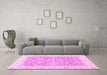 Machine Washable Oriental Pink Traditional Rug in a Living Room, wshabs3460pnk