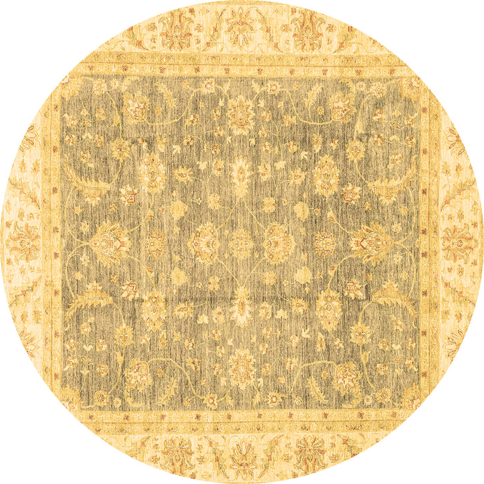Round Machine Washable Oriental Brown Traditional Rug, wshabs3460brn