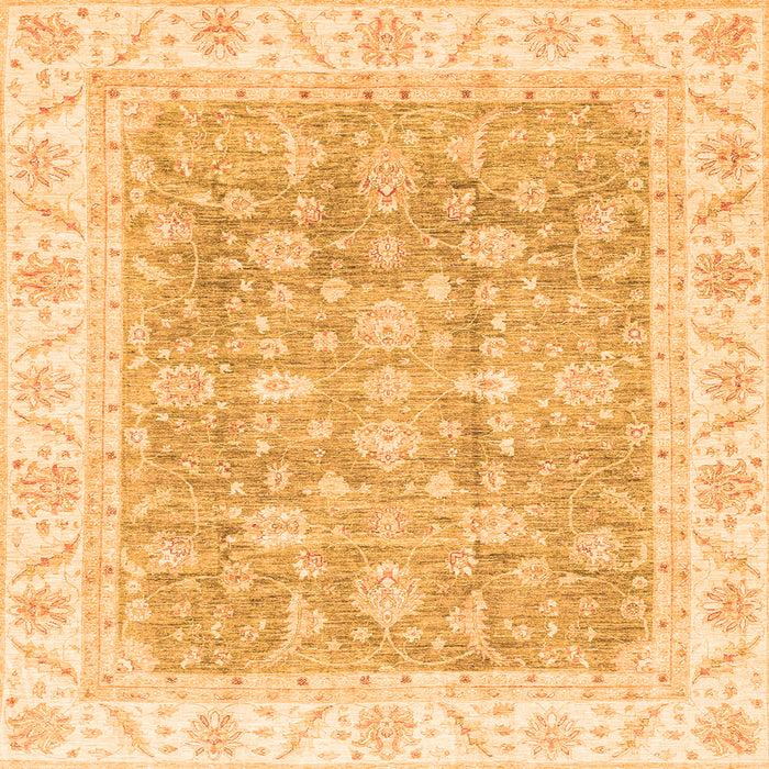 Square Oriental Orange Traditional Rug, abs3460org