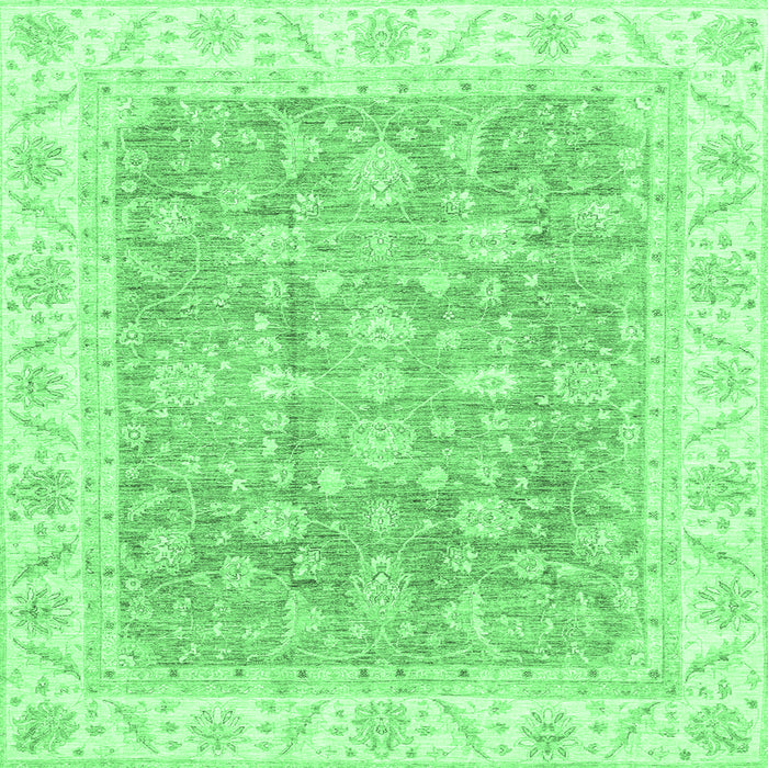 Square Machine Washable Oriental Emerald Green Traditional Area Rugs, wshabs3460emgrn