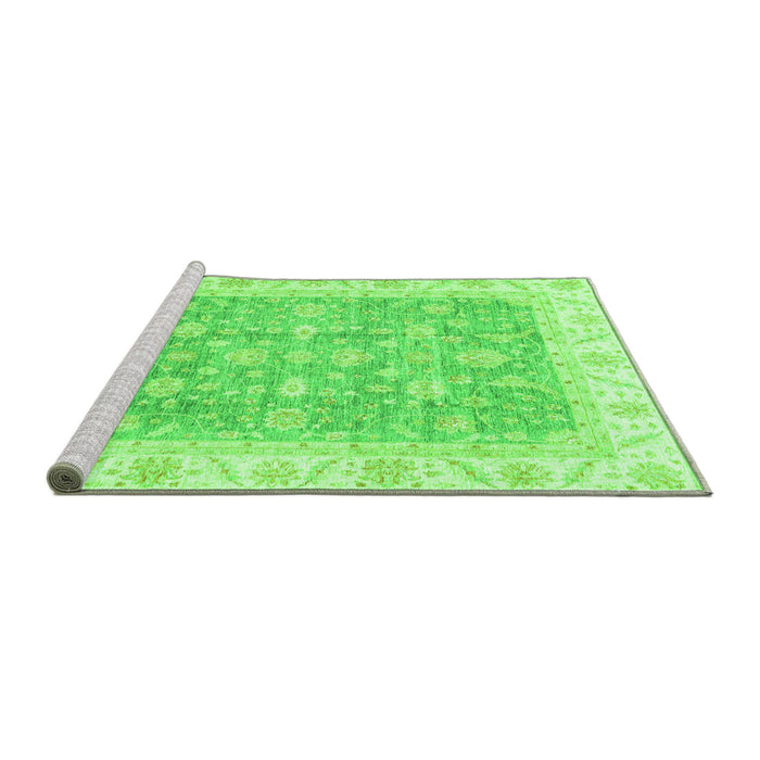 Sideview of Machine Washable Oriental Green Traditional Area Rugs, wshabs3460grn