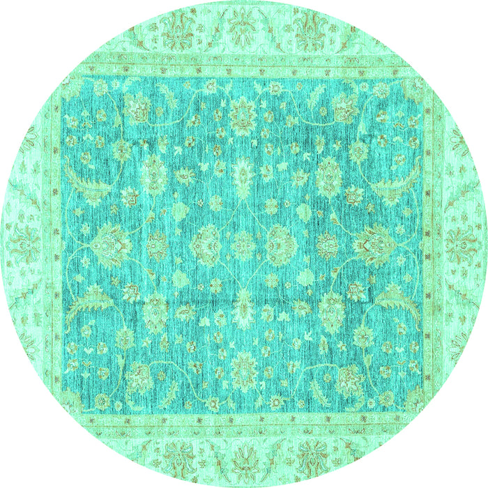 Round Oriental Turquoise Traditional Rug, abs3460turq