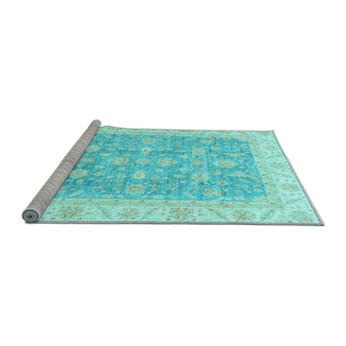 Sideview of Machine Washable Oriental Light Blue Traditional Rug, wshabs3460lblu