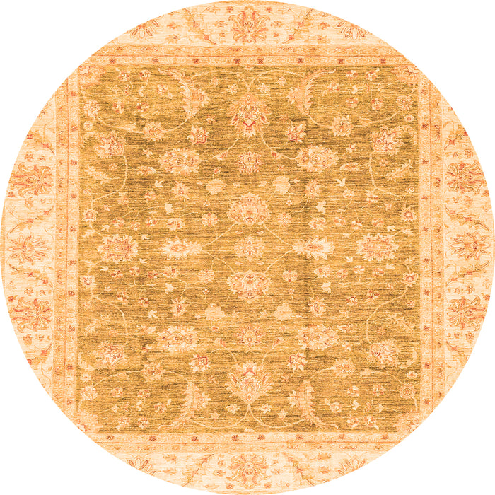 Round Oriental Orange Traditional Rug, abs3460org