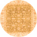 Round Oriental Orange Traditional Rug, abs3460org