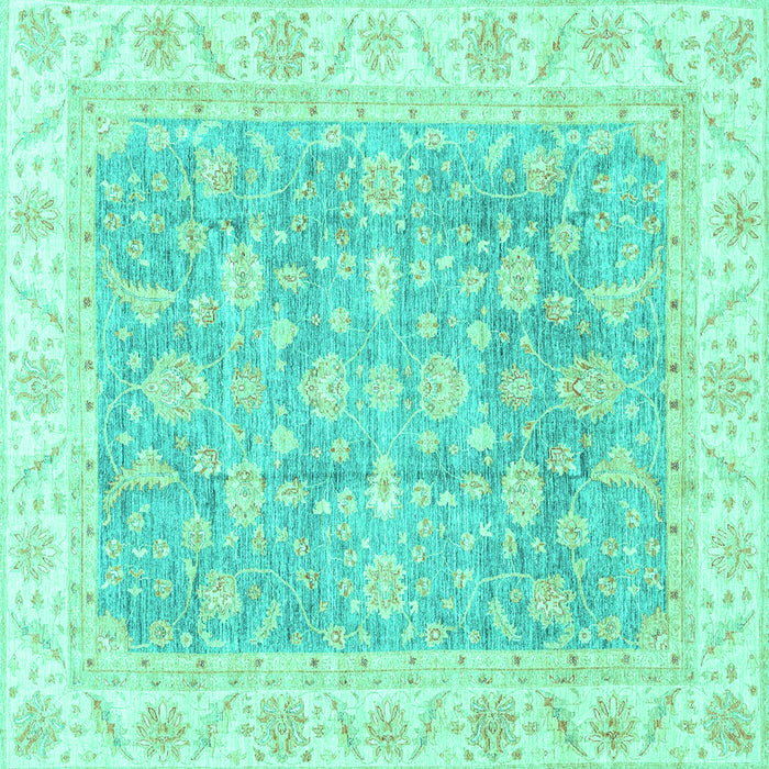 Square Oriental Turquoise Traditional Rug, abs3460turq