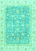 Machine Washable Oriental Turquoise Traditional Area Rugs, wshabs3460turq