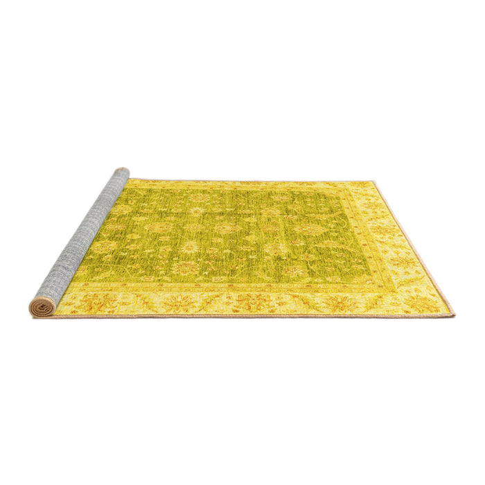 Sideview of Machine Washable Oriental Yellow Traditional Rug, wshabs3460yw