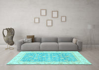 Machine Washable Oriental Light Blue Traditional Rug, wshabs3460lblu