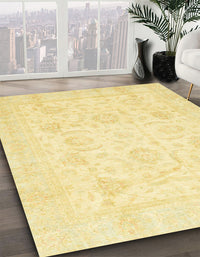 Abstract Chrome Gold Yellow Oriental Rug, abs3461