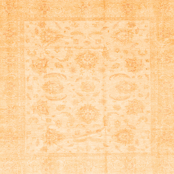 Square Machine Washable Oriental Orange Traditional Area Rugs, wshabs3461org