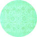 Round Oriental Turquoise Traditional Rug, abs3461turq