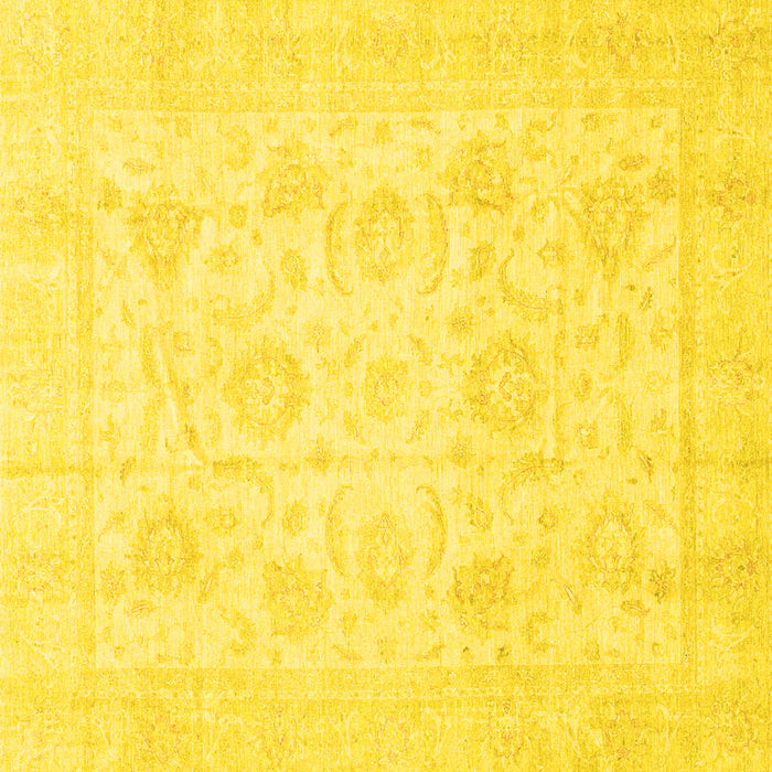 Square Machine Washable Oriental Yellow Traditional Rug, wshabs3461yw