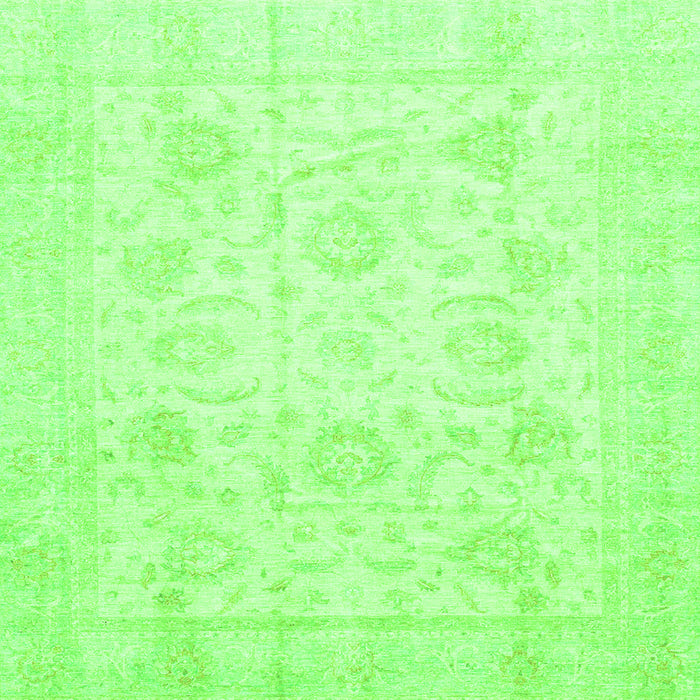 Square Oriental Green Traditional Rug, abs3461grn