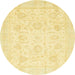 Round Machine Washable Abstract Chrome Gold Yellow Rug, wshabs3461