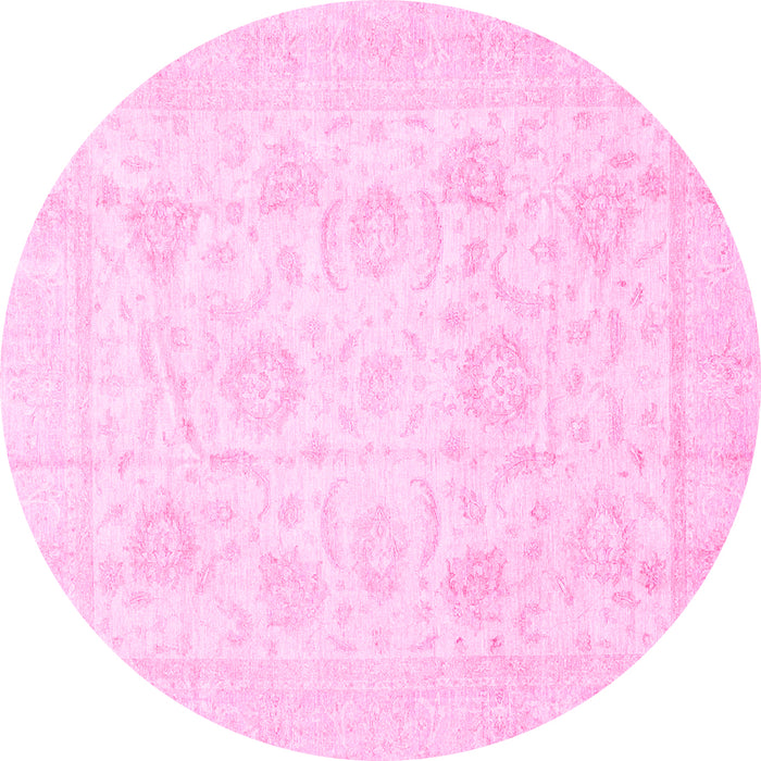 Round Oriental Pink Traditional Rug, abs3461pnk