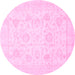 Round Oriental Pink Traditional Rug, abs3461pnk
