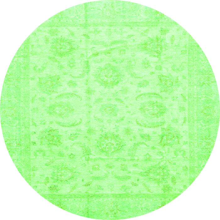 Round Oriental Green Traditional Rug, abs3461grn
