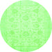 Round Oriental Green Traditional Rug, abs3461grn