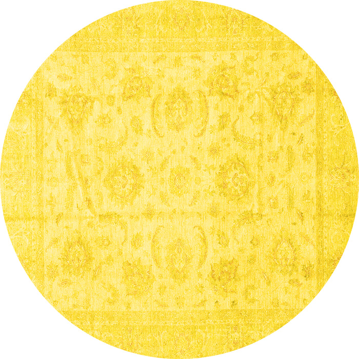 Round Oriental Yellow Traditional Rug, abs3461yw