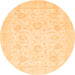 Round Machine Washable Oriental Orange Traditional Area Rugs, wshabs3461org