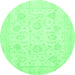 Round Oriental Emerald Green Traditional Rug, abs3461emgrn