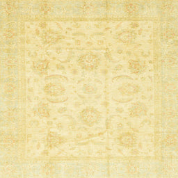 Square Abstract Chrome Gold Yellow Oriental Rug, abs3461