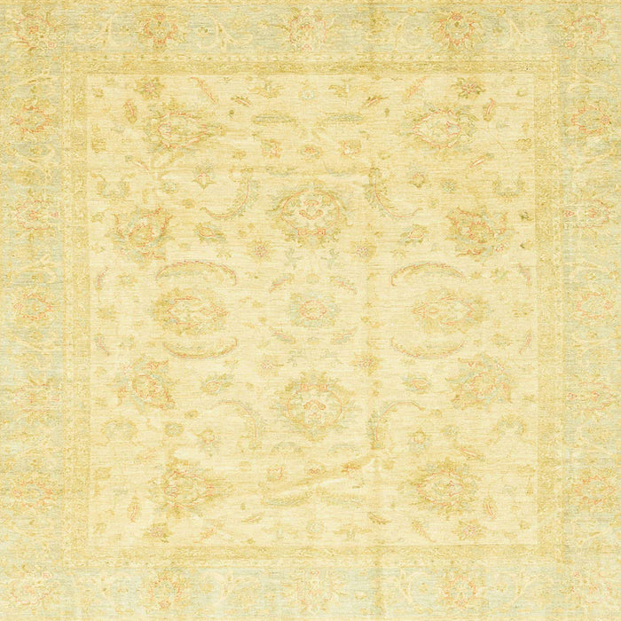 Square Abstract Chrome Gold Yellow Oriental Rug, abs3461