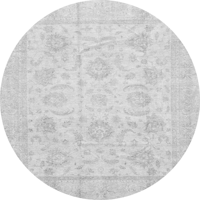Round Machine Washable Oriental Gray Traditional Rug, wshabs3461gry