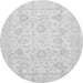 Round Machine Washable Oriental Gray Traditional Rug, wshabs3461gry