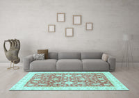 Machine Washable Oriental Light Blue Traditional Rug, wshabs3462lblu