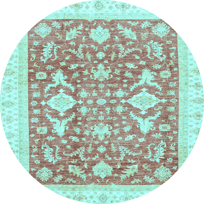 Round Oriental Light Blue Traditional Rug, abs3462lblu