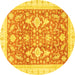 Round Machine Washable Oriental Yellow Traditional Rug, wshabs3462yw