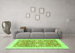 Machine Washable Oriental Green Traditional Area Rugs in a Living Room,, wshabs3462grn