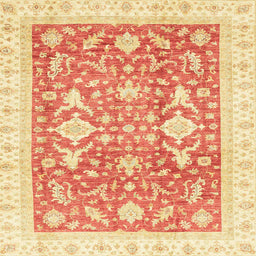 Square Abstract Bright Orange Oriental Rug, abs3462