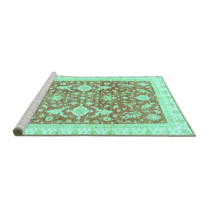 Sideview of Machine Washable Oriental Turquoise Traditional Area Rugs, wshabs3462turq