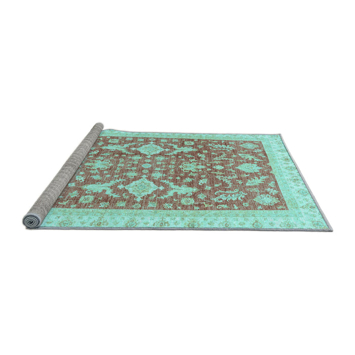 Sideview of Machine Washable Oriental Light Blue Traditional Rug, wshabs3462lblu