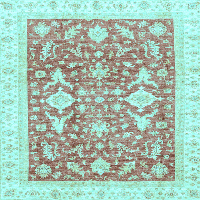 Square Machine Washable Oriental Light Blue Traditional Rug, wshabs3462lblu